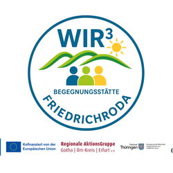 Logo und Förderer der Begegnungsstätte "Wir hoch 3"
