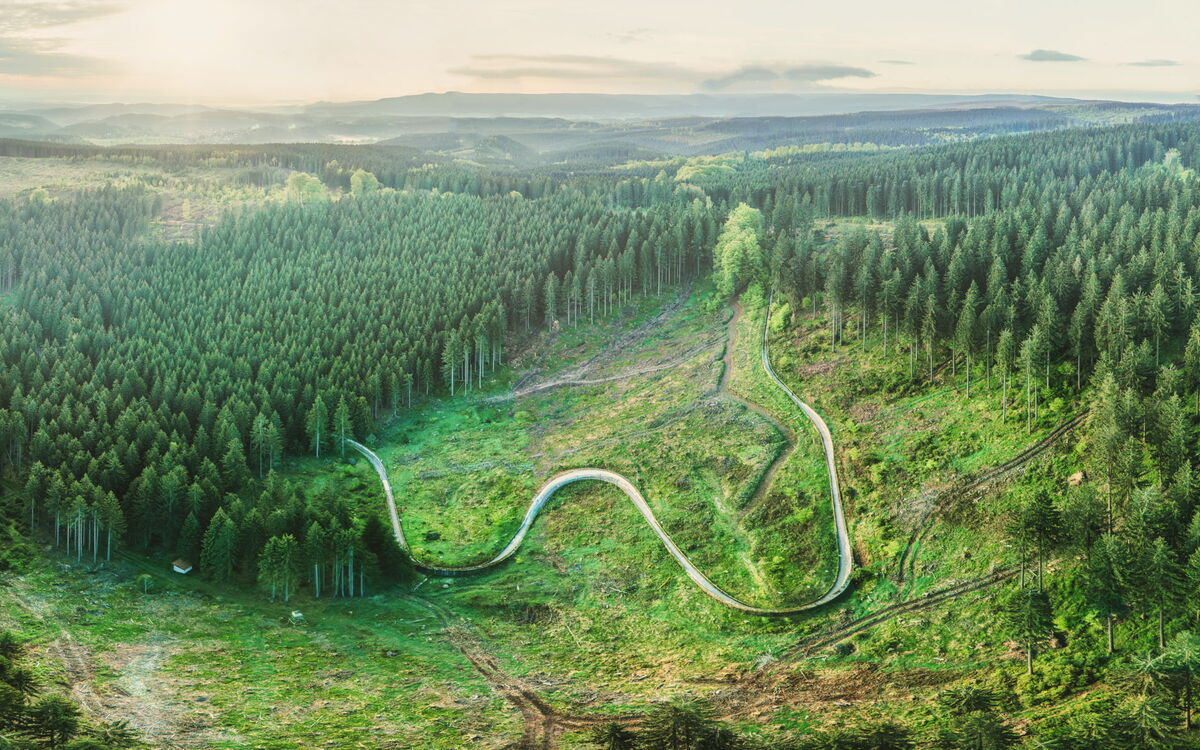 Alte Bobbahn am Spießberg aus der Vogelperspektive